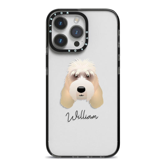 Grand Basset Griffon Vendeen Personalised iPhone 14 Pro Max Black Impact Case on Silver phone