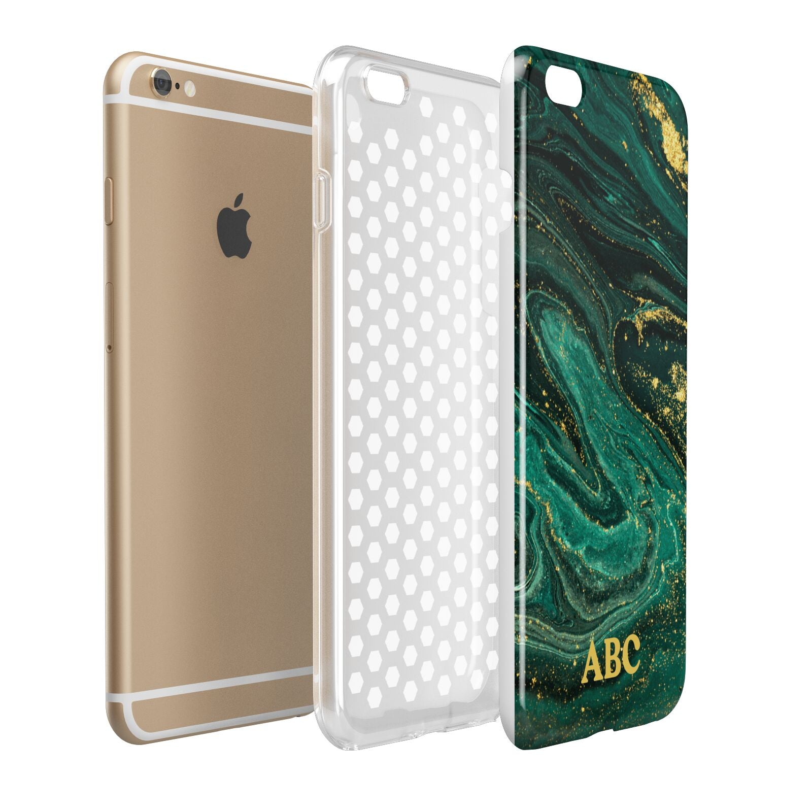 Green Gold Marble Personalised Initial Apple iPhone 6 Plus 3D Tough Case Expand Detail Image