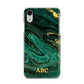 Green Gold Marble Personalised Initial Apple iPhone XR White 3D Snap Case
