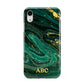 Green Gold Marble Personalised Initial Apple iPhone XR White 3D Tough Case