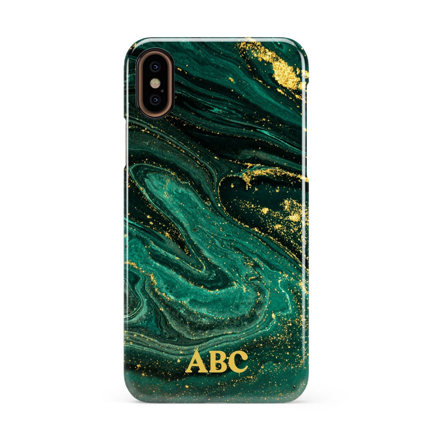 Green Gold Marble Personalised Initial Apple iPhone XS 3D Snap Case