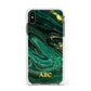 Green Gold Marble Personalised Initial Apple iPhone Xs Max Impact Case White Edge on Black Phone