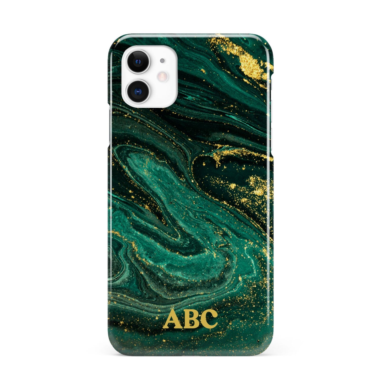 Green Gold Marble Personalised Initial iPhone 11 3D Snap Case