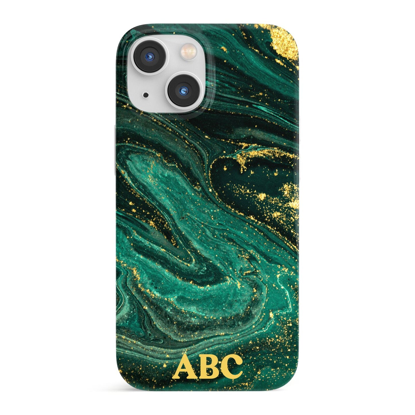 Green Gold Marble Personalised Initial iPhone 13 Mini Full Wrap 3D Snap Case