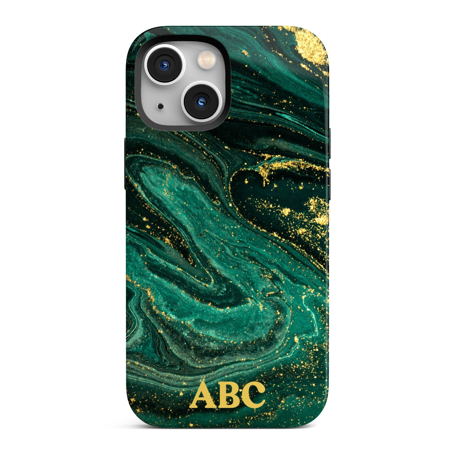 Green Gold Marble Personalised Initial iPhone 13 Mini Full Wrap 3D Tough Case