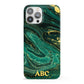 Green Gold Marble Personalised Initial iPhone 13 Pro Max Full Wrap 3D Snap Case