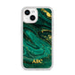 Green Gold Marble Personalised Initial iPhone 14 Clear Tough Case Starlight