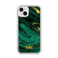 Green Gold Marble Personalised Initial iPhone 14 Plus Clear Tough Case Starlight