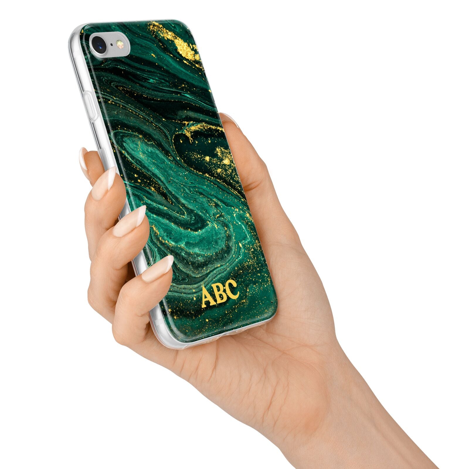 Green Gold Marble Personalised Initial iPhone 7 Bumper Case on Silver iPhone Alternative Image