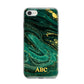 Green Gold Marble Personalised Initial iPhone 8 Bumper Case on Silver iPhone