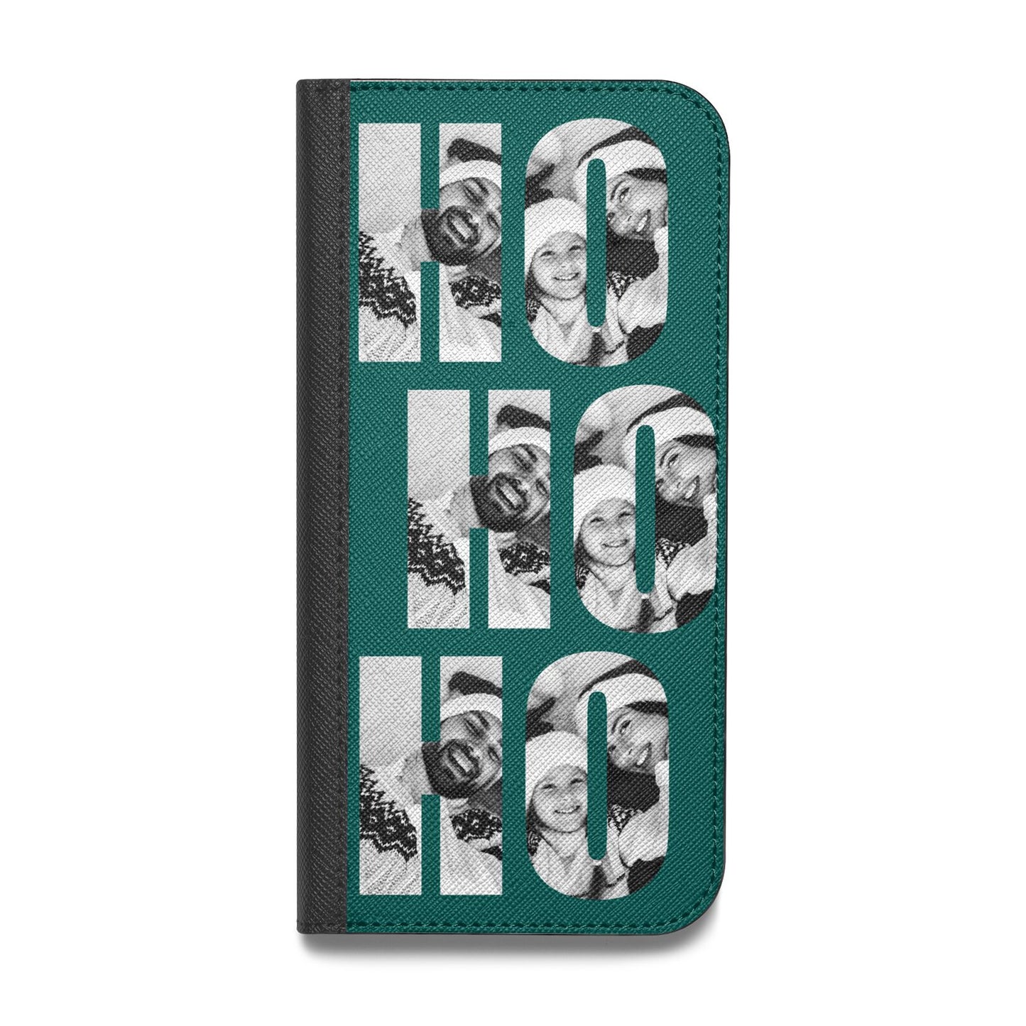 Green Ho Ho Ho Photo Upload Christmas Vegan Leather Flip Samsung Case