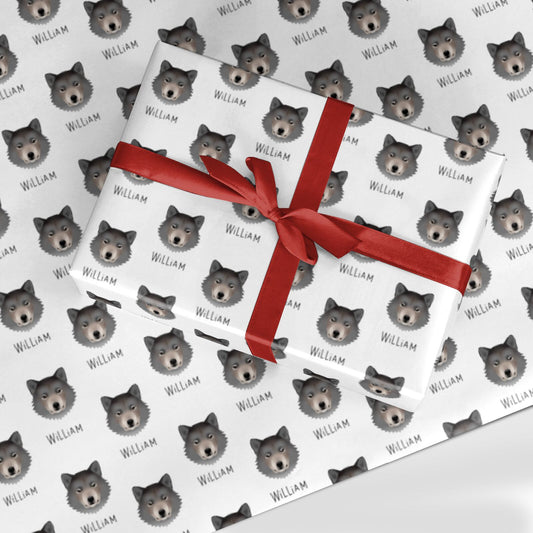 Greenland Dog Icon with Name Custom Wrapping Paper