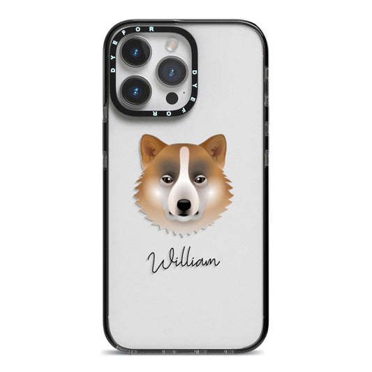 Greenland Dog Personalised iPhone 14 Pro Max Black Impact Case on Silver phone