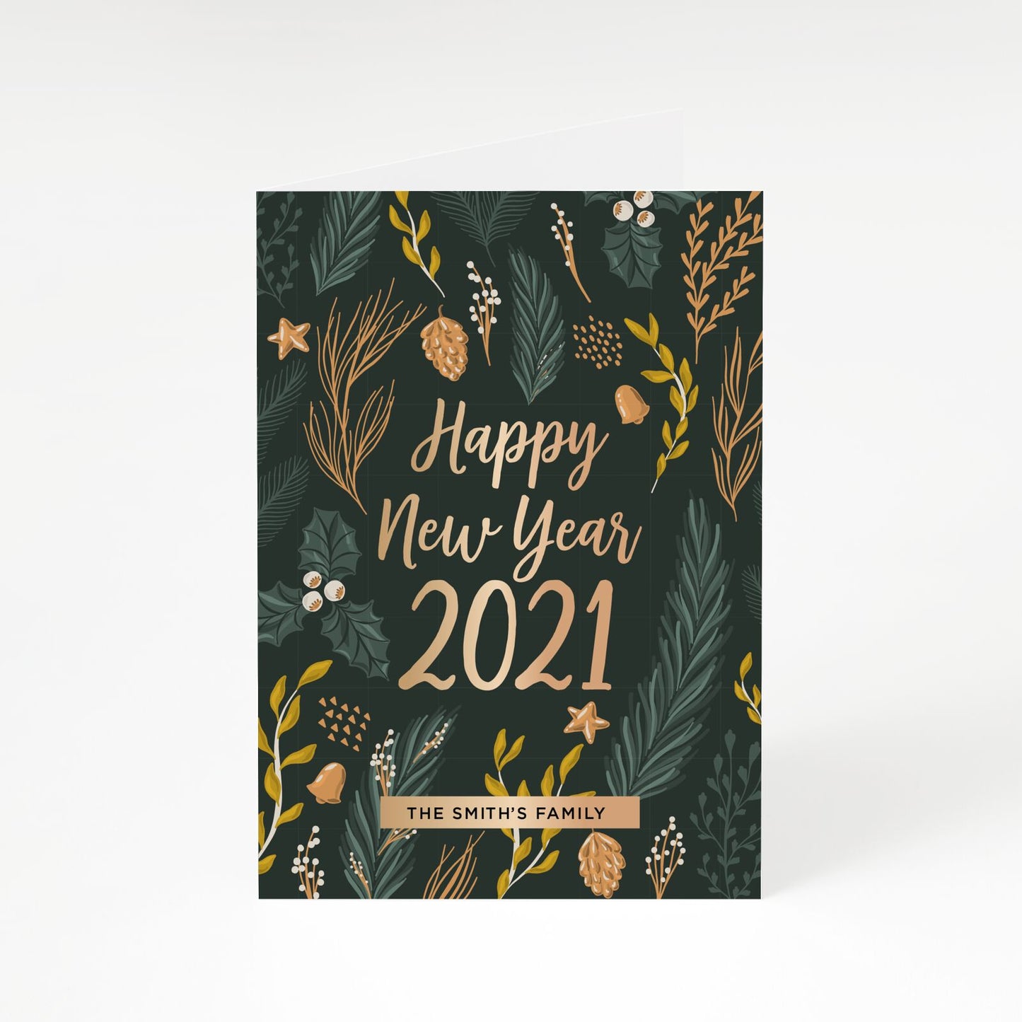 Grey Copper Family Name New Year s A5 Greetings Card