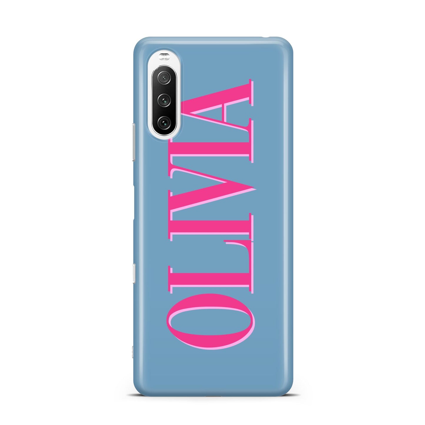 Grey Pink Personalised Name Sony Xperia 10 III Case