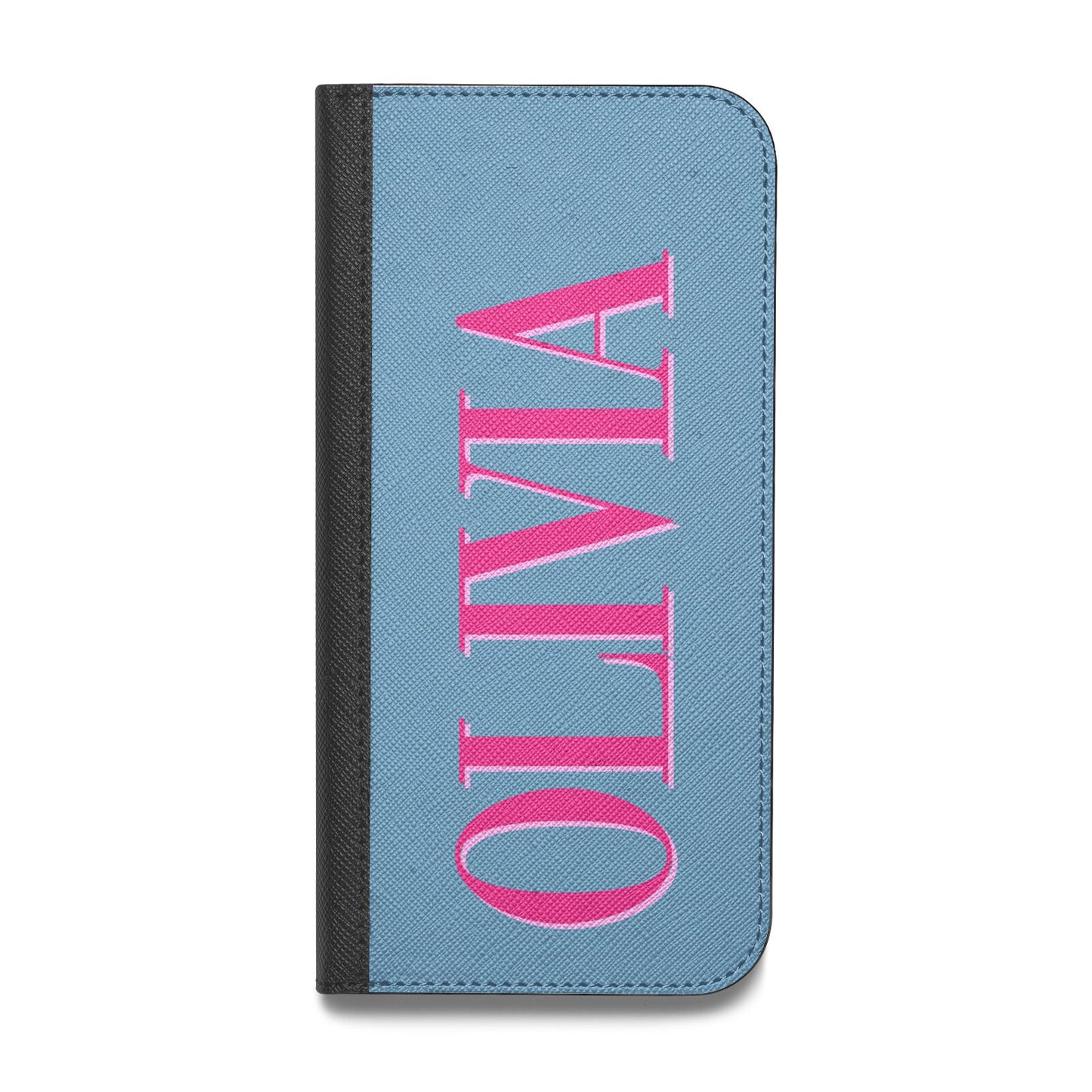 Grey Pink Personalised Name Vegan Leather Flip Samsung Case
