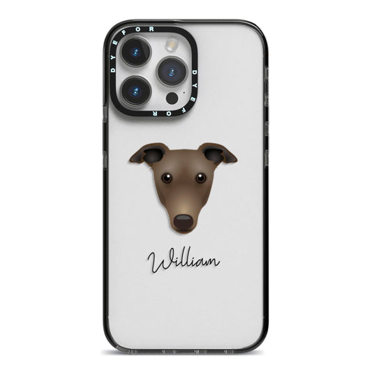 Greyhound Personalised iPhone 14 Pro Max Black Impact Case on Silver phone