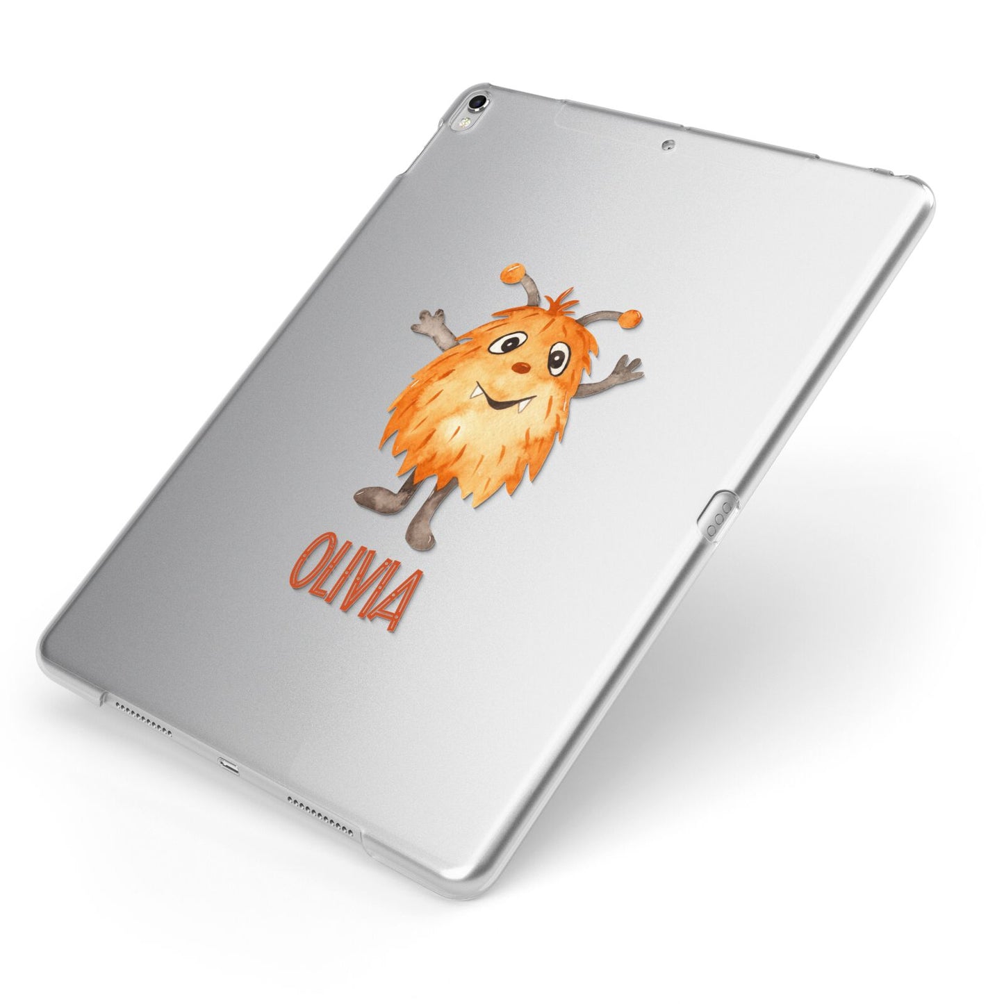 Hairy Halloween Monster Apple iPad Case on Silver iPad Side View