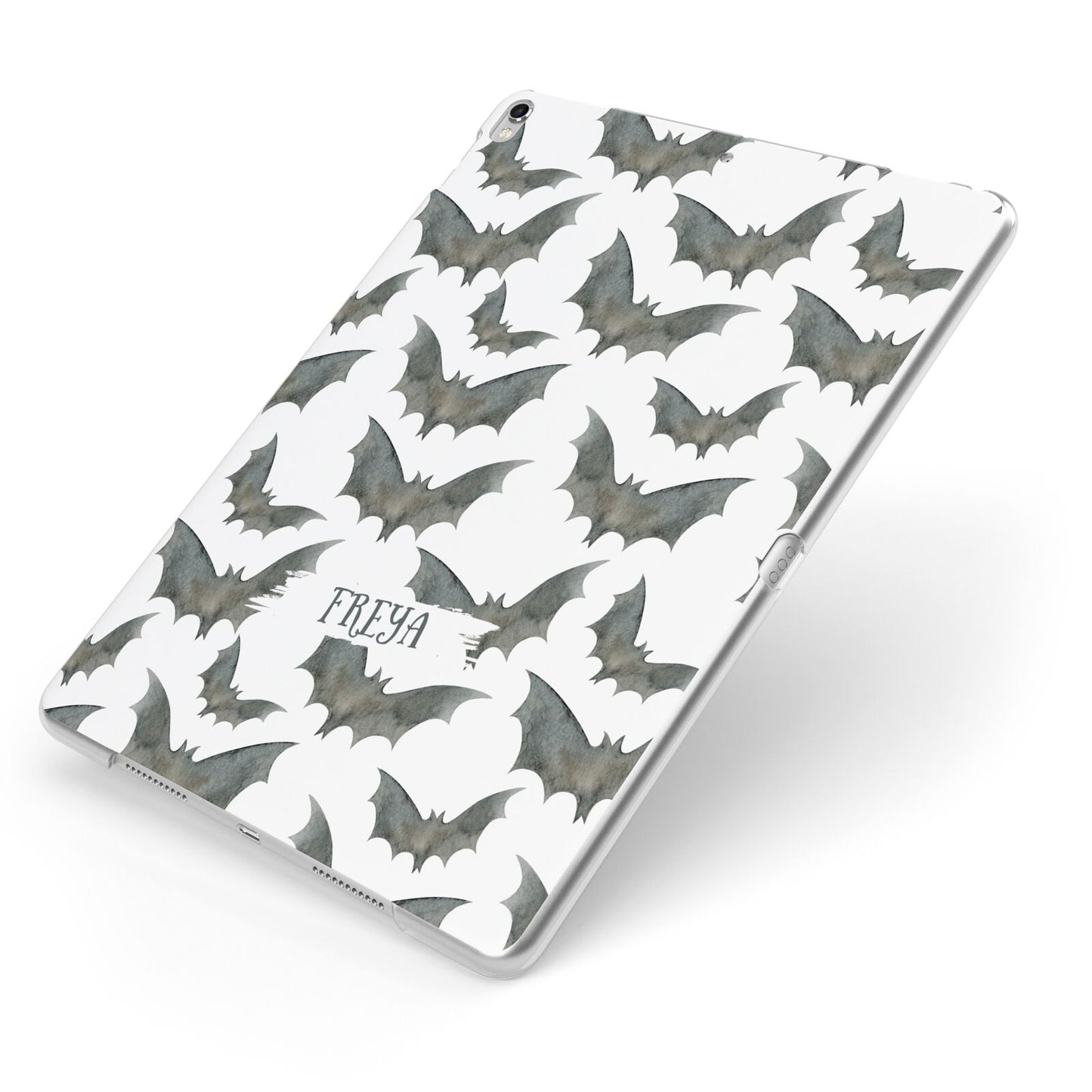 Halloween Bat Cloud Apple iPad Case on Silver iPad Side View