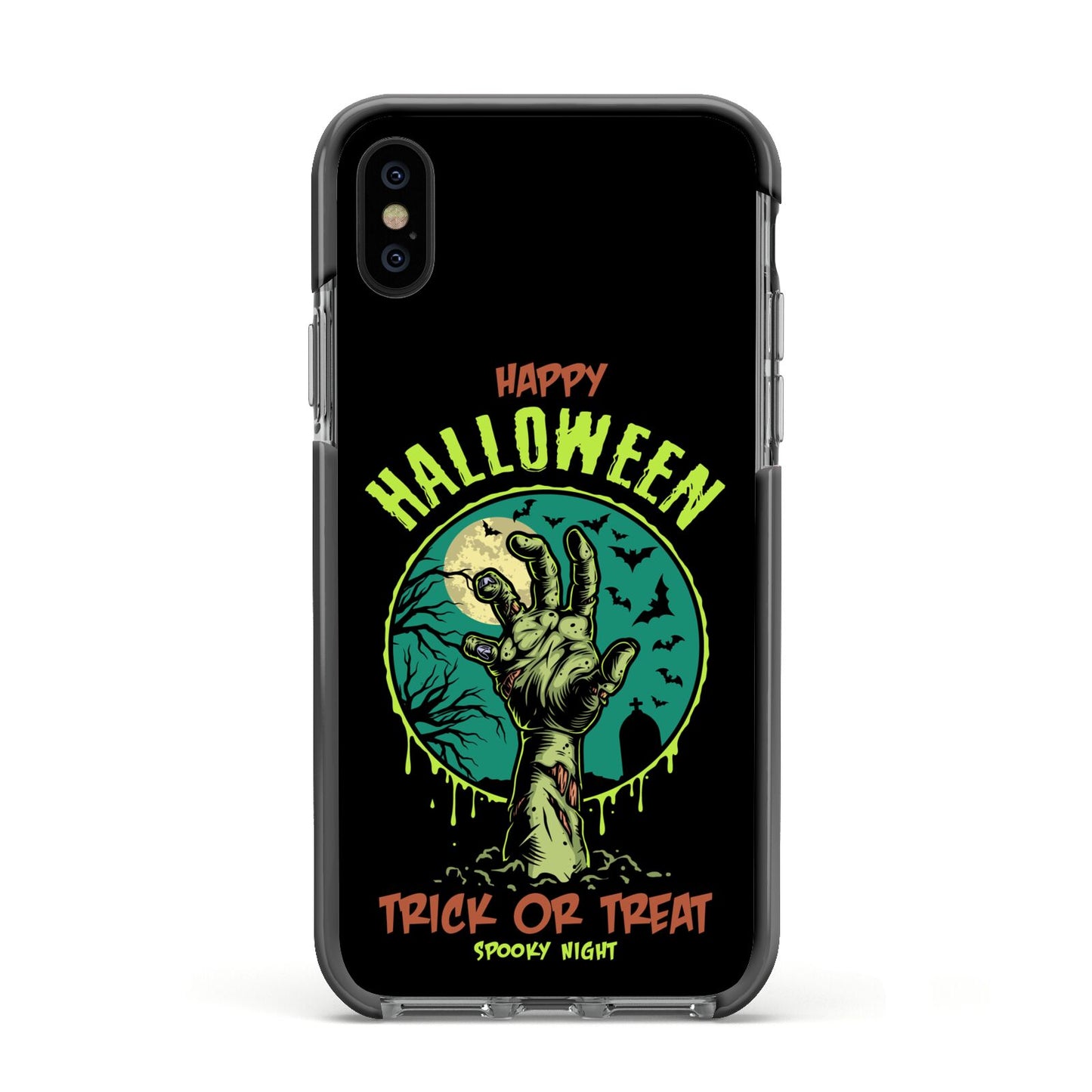 Halloween Zombie Hand Apple iPhone Xs Impact Case Black Edge on Black Phone