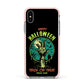Halloween Zombie Hand Apple iPhone Xs Impact Case Pink Edge on Silver Phone