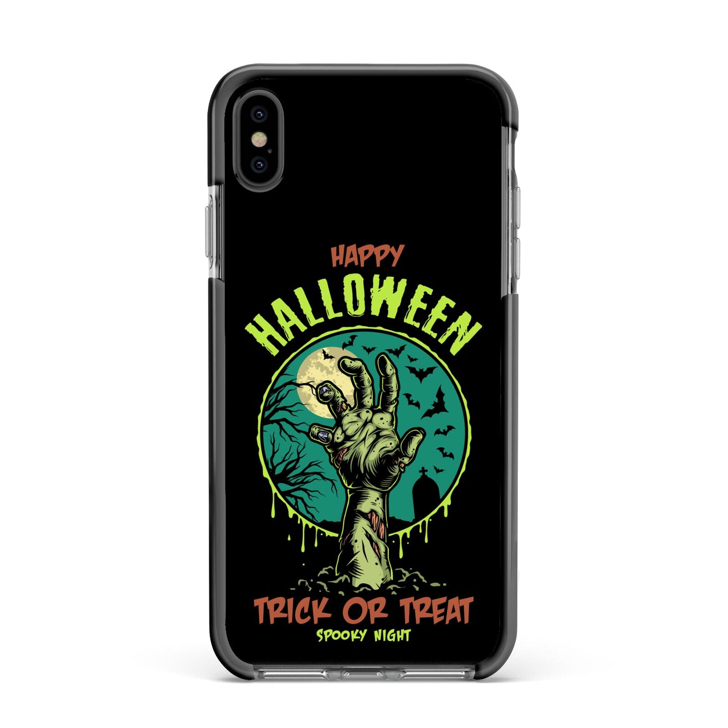 Halloween Zombie Hand Apple iPhone Xs Max Impact Case Black Edge on Black Phone