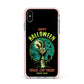 Halloween Zombie Hand Apple iPhone Xs Max Impact Case Pink Edge on Silver Phone
