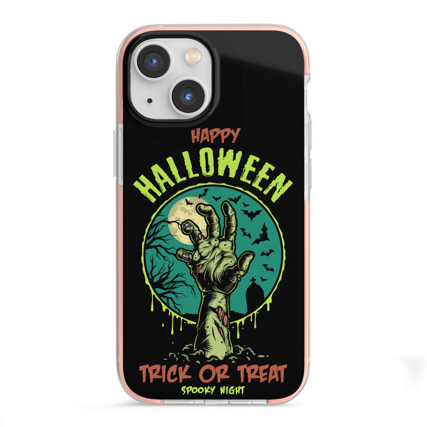 Halloween Zombie Hand iPhone 13 Mini TPU Impact Case with Pink Edges