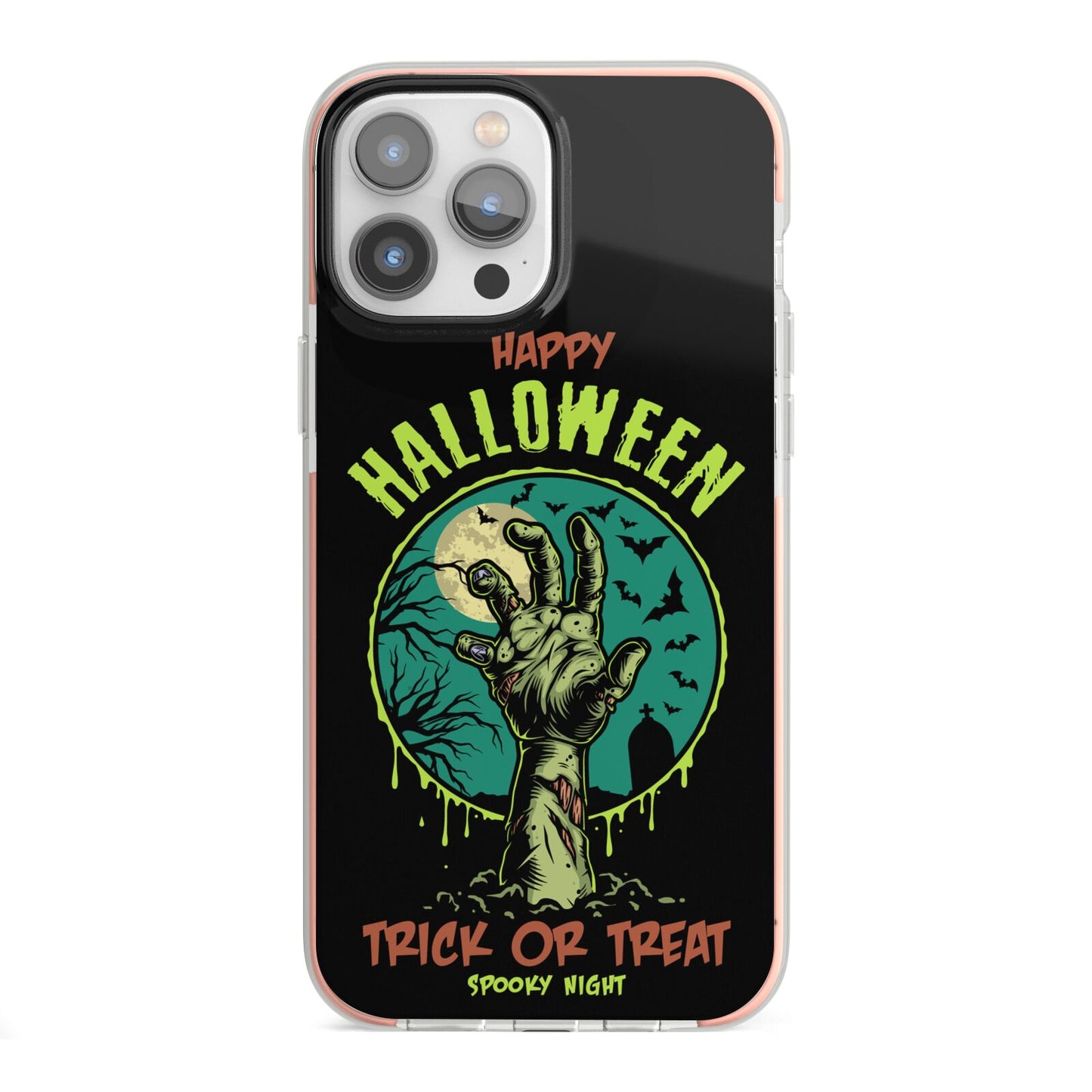 Halloween Zombie Hand iPhone 13 Pro Max TPU Impact Case with Pink Edges