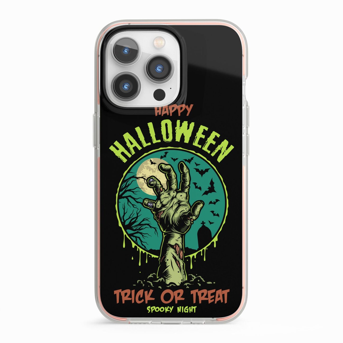 Halloween Zombie Hand iPhone 13 Pro TPU Impact Case with Pink Edges