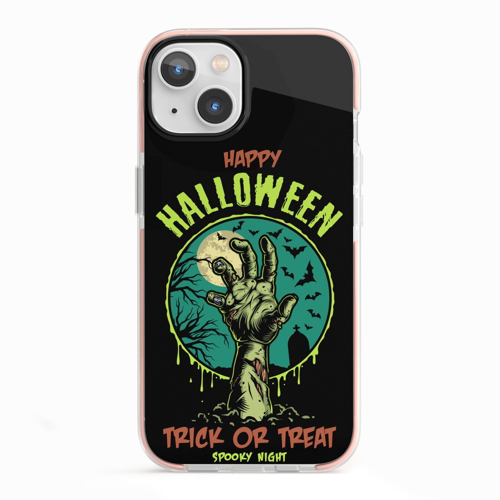 Halloween Zombie Hand iPhone 13 TPU Impact Case with Pink Edges