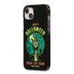 Halloween Zombie Hand iPhone 14 Plus Black Impact Case Side Angle on Silver phone