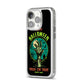 Halloween Zombie Hand iPhone 14 Pro Clear Tough Case Silver Angled Image