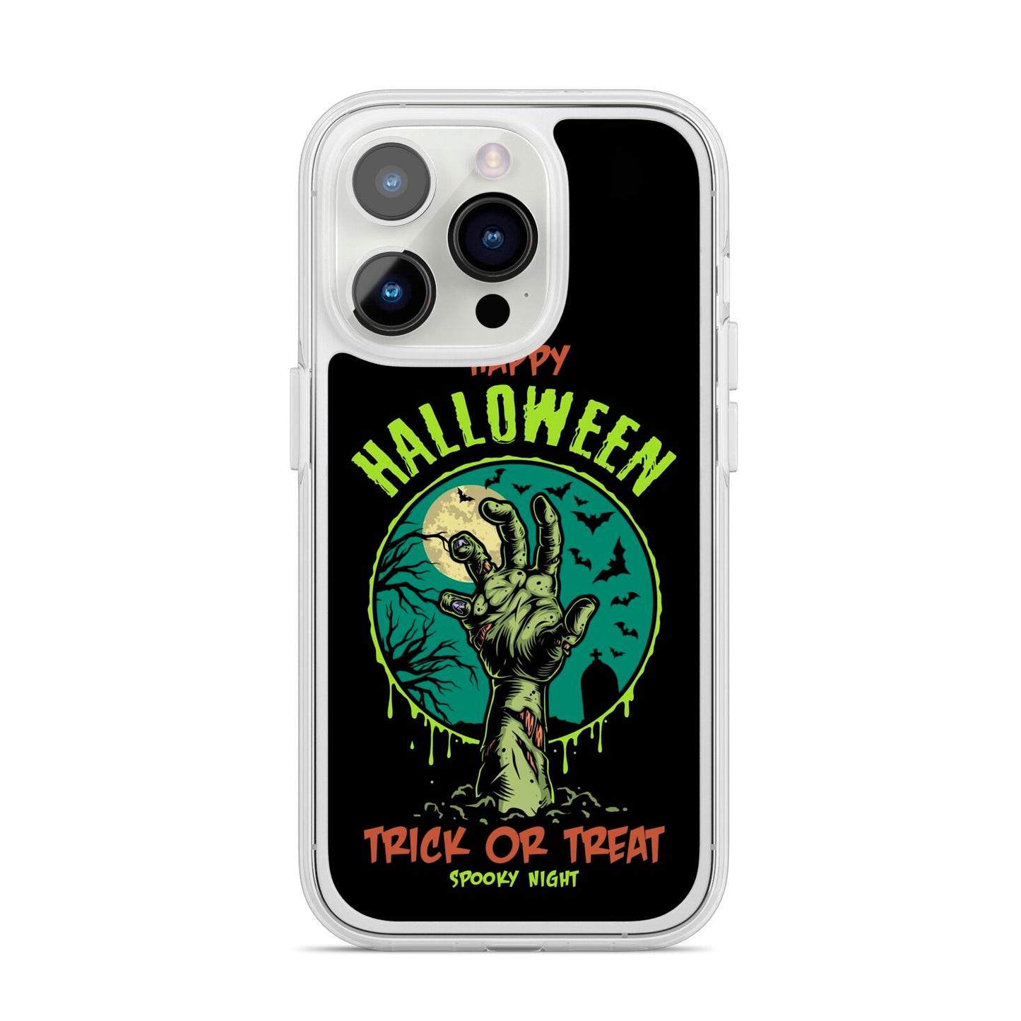 Halloween Zombie Hand iPhone 14 Pro Clear Tough Case Silver