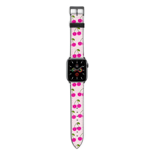 Happy Cherry Apple Watch Strap with Space Grey Hardware