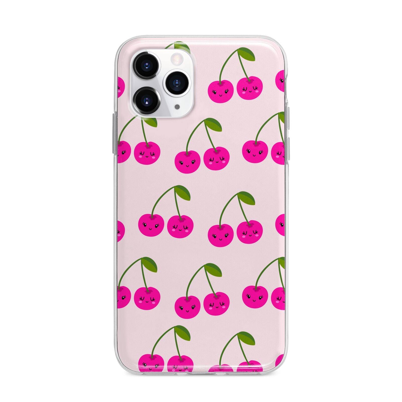 Happy Cherry Apple iPhone 11 Pro in Silver with Bumper Case
