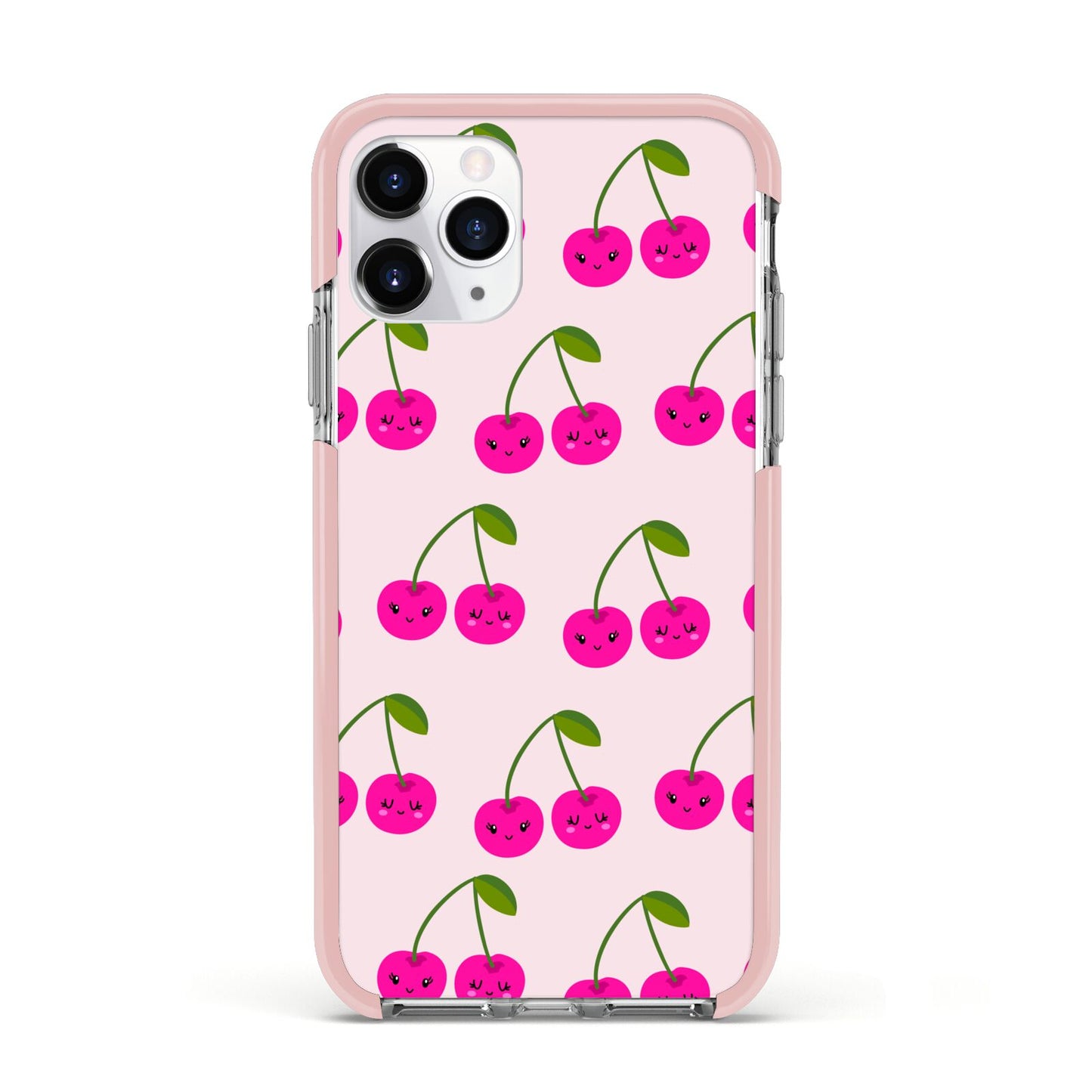 Happy Cherry Apple iPhone 11 Pro in Silver with Pink Impact Case