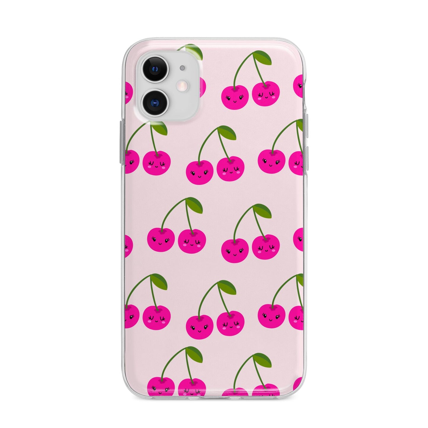 Happy Cherry Apple iPhone 11 in White with Bumper Case