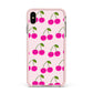 Happy Cherry Apple iPhone Xs Max Impact Case Pink Edge on Gold Phone