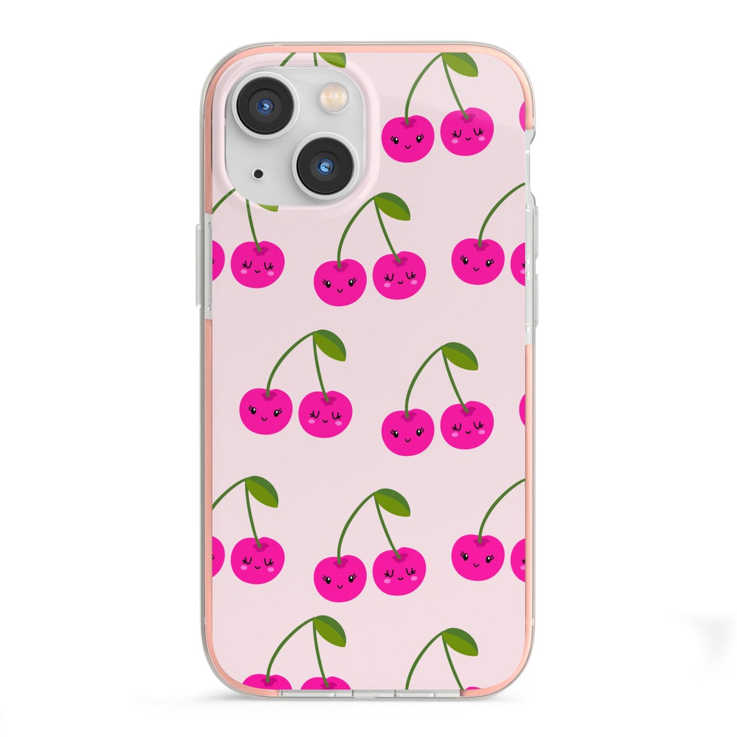 Happy Cherry iPhone 13 Mini TPU Impact Case with Pink Edges