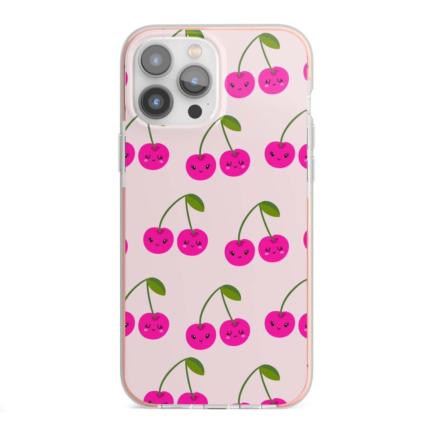 Happy Cherry iPhone 13 Pro Max TPU Impact Case with Pink Edges