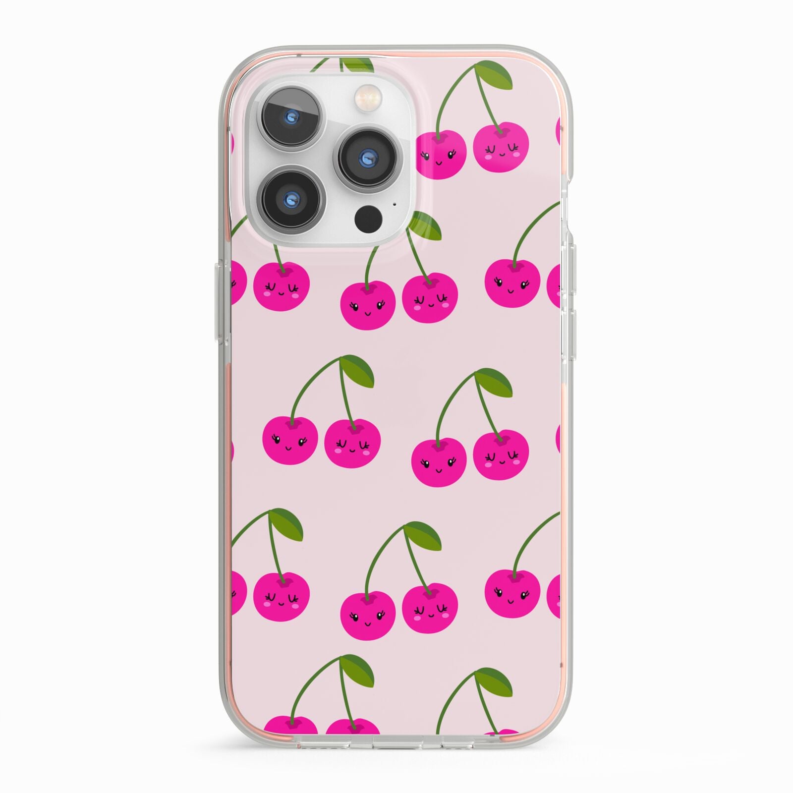 Happy Cherry iPhone 13 Pro TPU Impact Case with Pink Edges