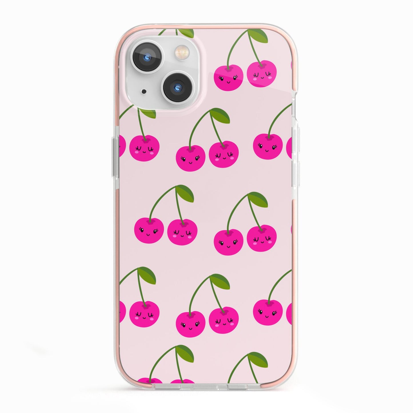 Happy Cherry iPhone 13 TPU Impact Case with Pink Edges