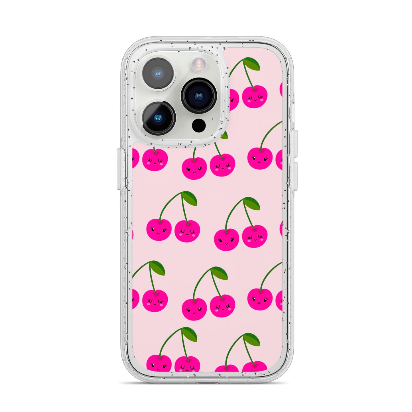 Happy Cherry iPhone 14 Pro Glitter Tough Case Silver