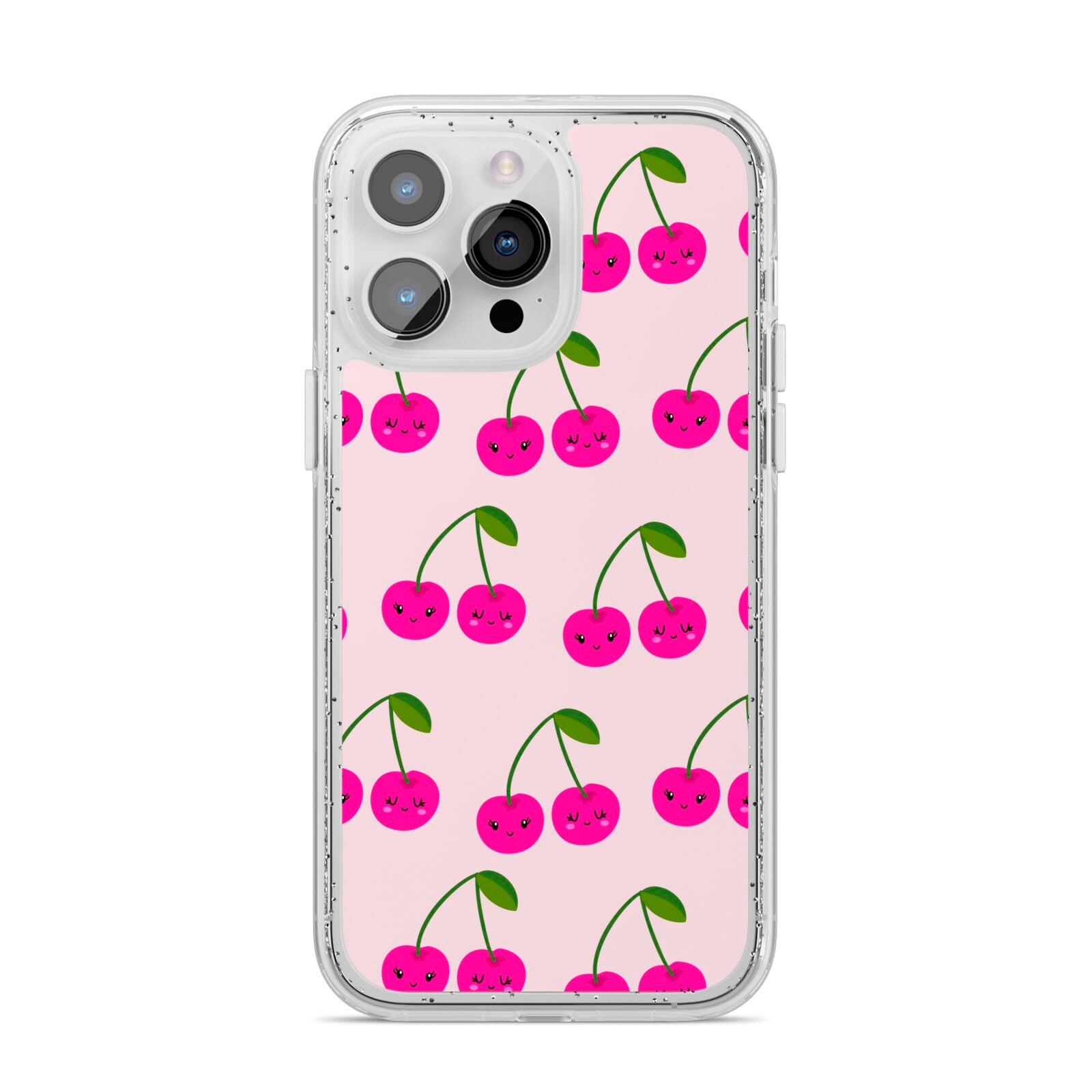 Happy Cherry iPhone 14 Pro Max Glitter Tough Case Silver