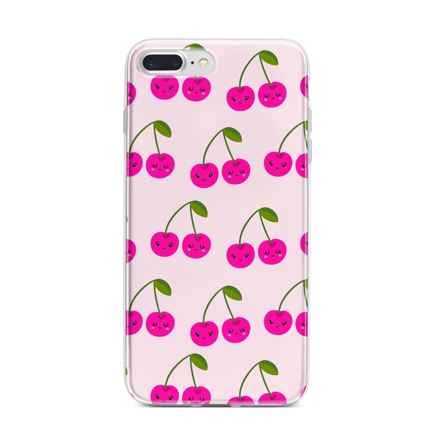 Happy Cherry iPhone 7 Plus Bumper Case on Silver iPhone