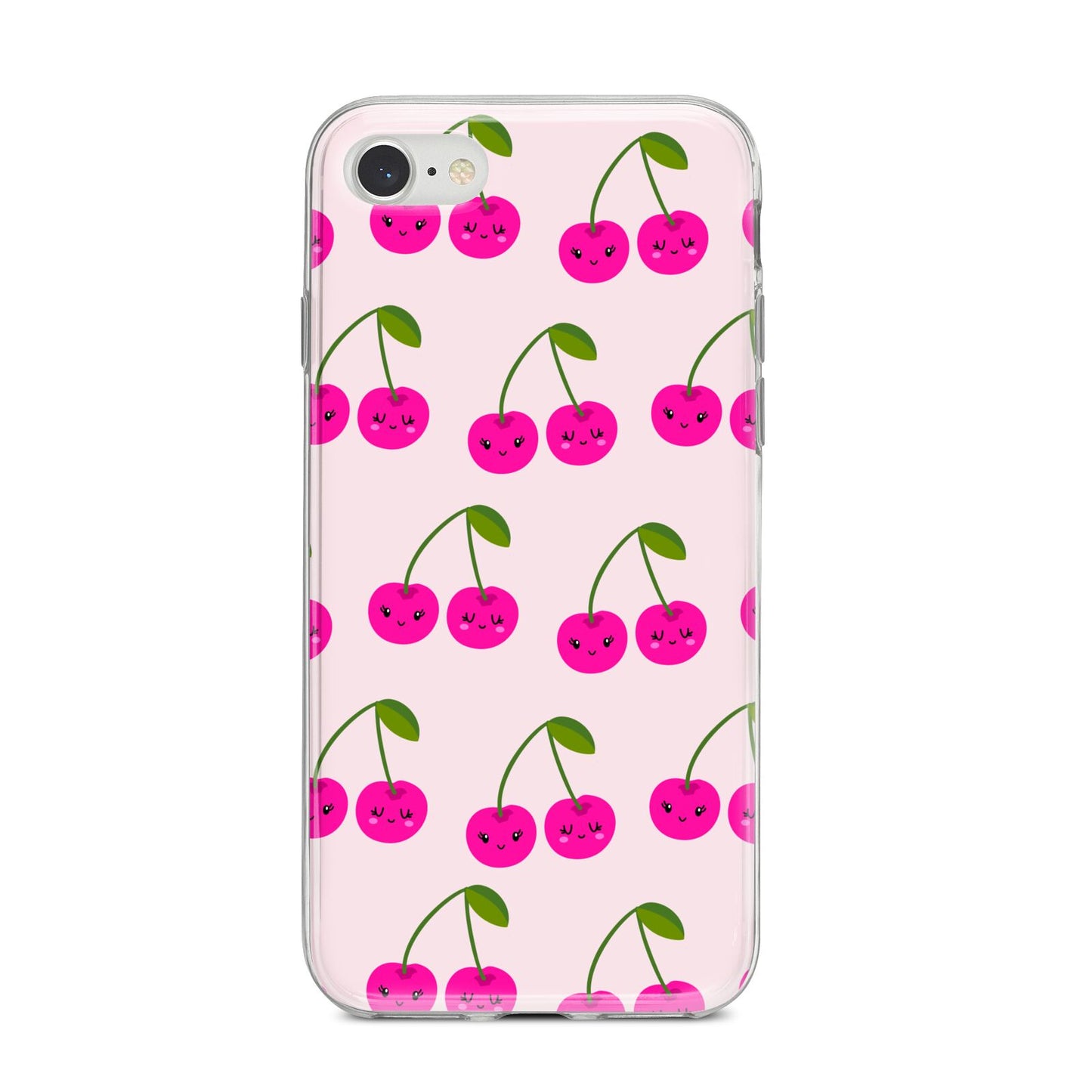Happy Cherry iPhone 8 Bumper Case on Silver iPhone