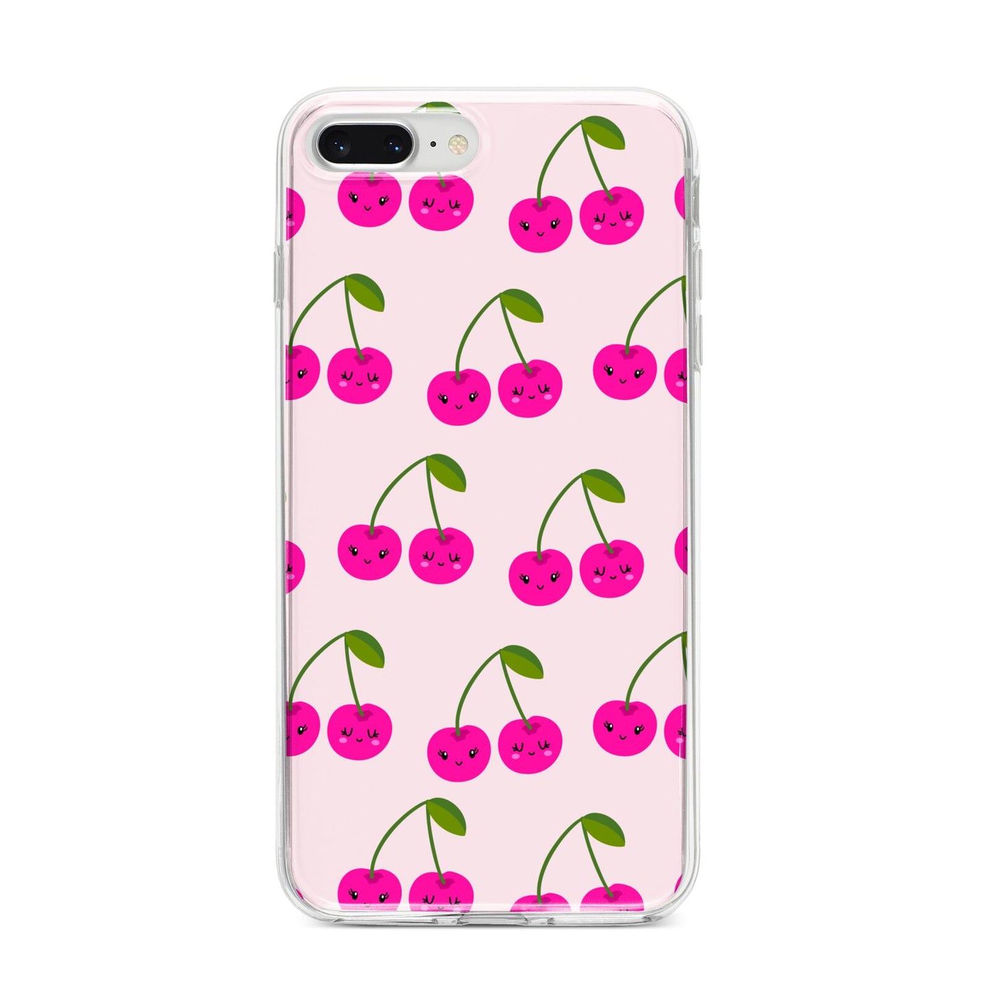Happy Cherry iPhone 8 Plus Bumper Case on Silver iPhone