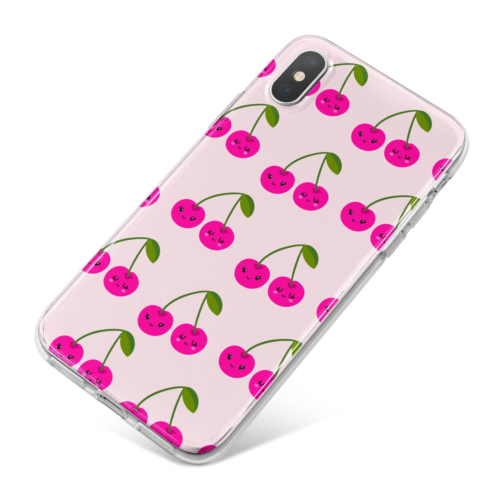 Happy Cherry iPhone X Bumper Case on Silver iPhone