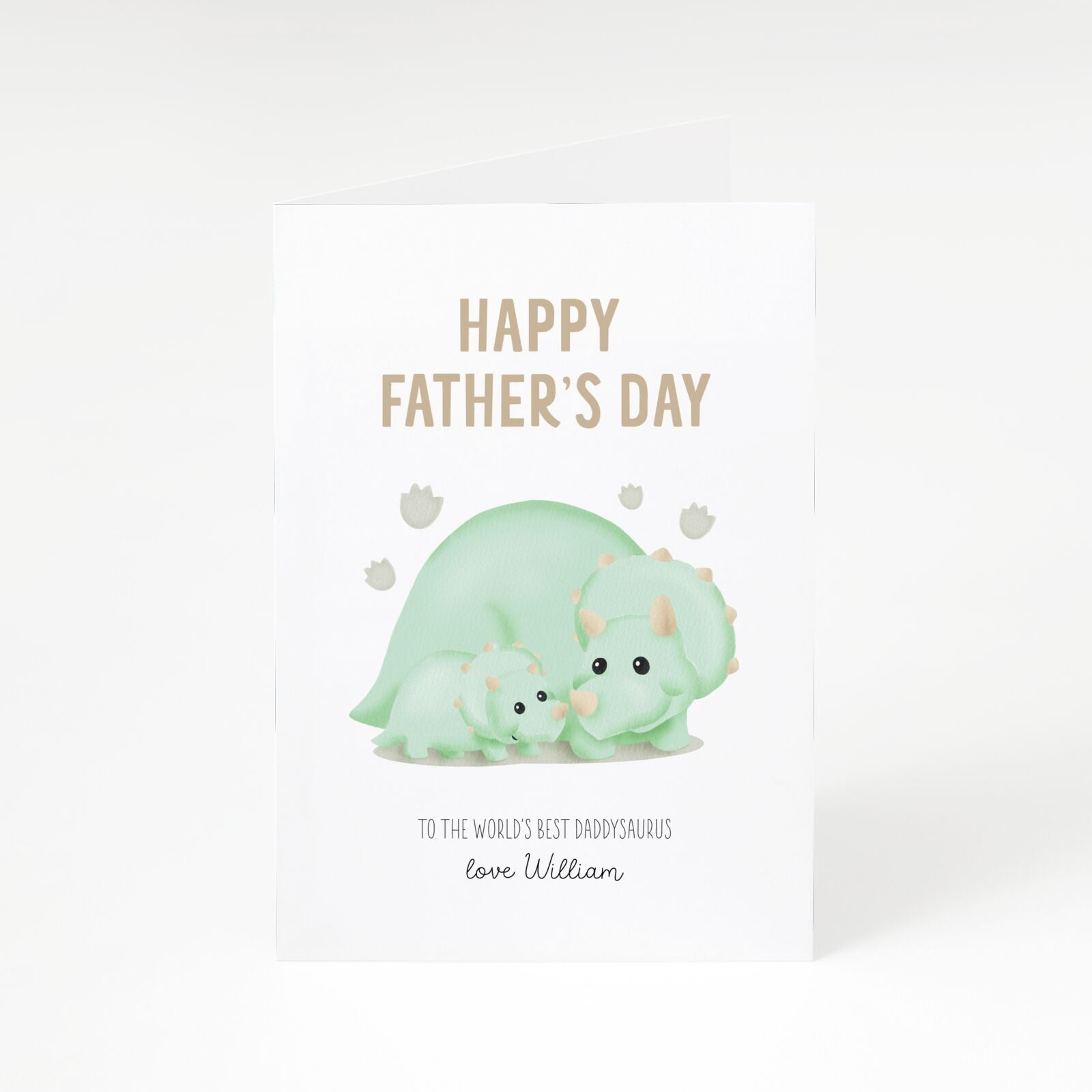 Happy Fathers Day Custom Triceratops A5 Greetings Card